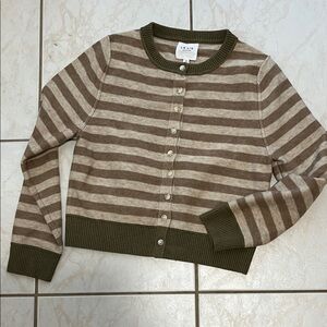 Le Lis Olive and Tan Striped Cardigan
